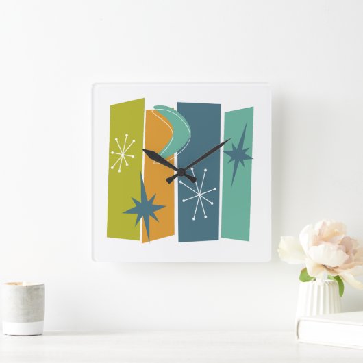 Atomkern Sternexplosion Rectangle Mid Mod Quadratische Wanduhr (Zuhause)