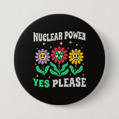 Atomkraft ja, bitte lächelnde Blumen Button (Vorderseite)