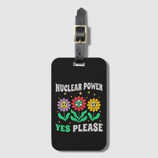 Atomkraft ja, bitte lächelnde Blumen Gepäckanhänger (Vorderseite Vertikal)