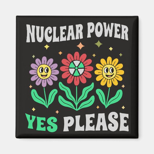 Atomkraft ja, bitte lächelnde Blumen Magnet (Vorne)