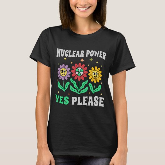 Atomkraft ja, bitte lächelnde Blumen T-Shirt (Vorderseite)