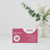 Atomkreise - Maroon-bestickte Textur Visitenkarte (Stehend Vorderseite)