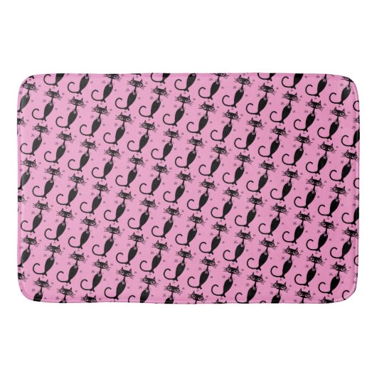 AtomLong Neck Black Cat MCM rosa Bath Mat Badematte (Vorderseite)