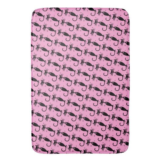 AtomLong Neck Black Cat MCM rosa Bath Mat Badematte (Vorderseite Vertikal)