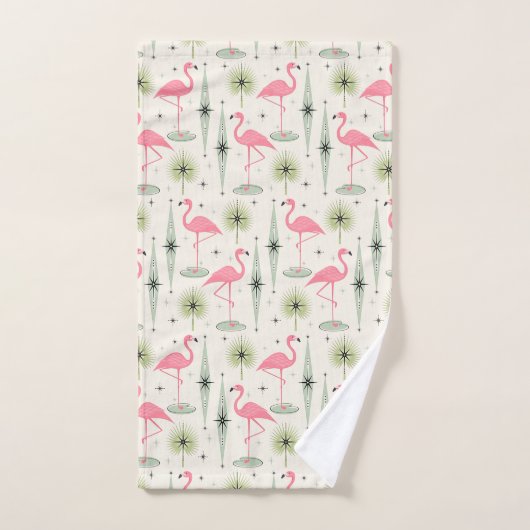 Atomoase mit rosa Flamingos Badhandtuch Set (Handtuch)