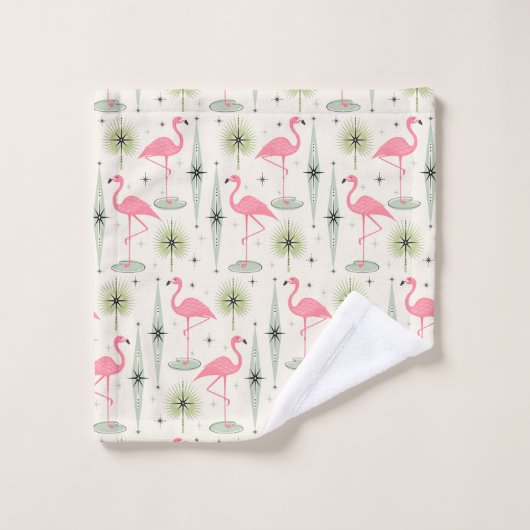 Atomoase mit rosa Flamingos Badhandtuch Set (Waschlappen)