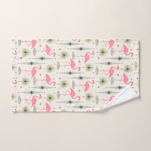 Atomoase mit rosa Flamingos Badhandtuch Set (Handtuch)