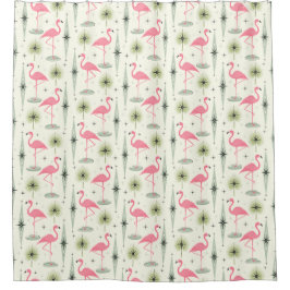 Atomoase mit rosa Flamingos II Duschvorhang