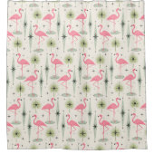 Atomoase Retro mit rosa Flamingos Duschvorhang (Vorderseite)