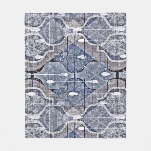 Atomogee Blue Gray Modernes Bauernhaus Mitte des J Fleecedecke (Vorderseite)