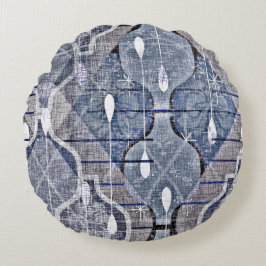 Atomogee Blue Gray Modernes Bauernhaus Mitte des J Rundes Kissen