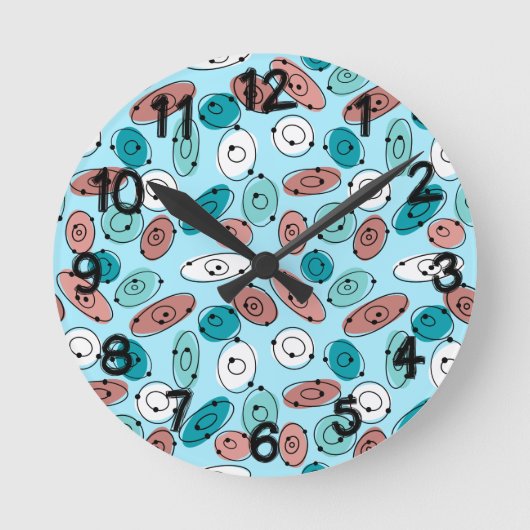 Atomovals Turquoise Runde Wanduhr (Vorderseite)