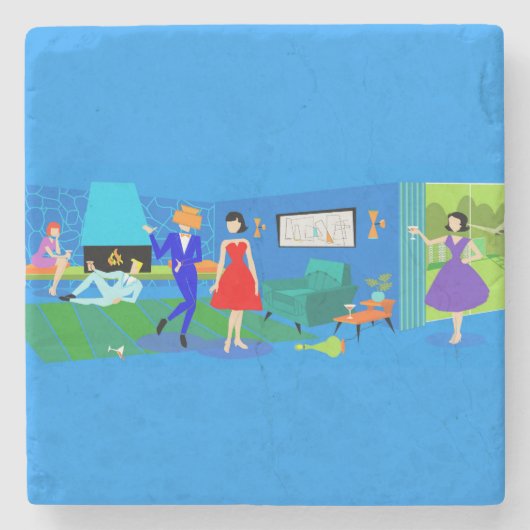 Atompalm Springs Cocktail Party Stone Untersetzer (Vorderseite)