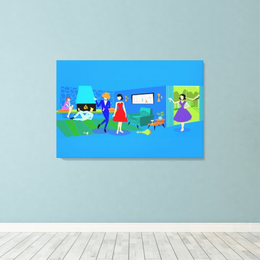 Atompalm Springs Cocktail Party überzogen Canvas Leinwanddruck (Insitu (Holzboden))