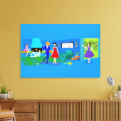 Atompalm Springs Cocktail Party überzogen Canvas Leinwanddruck (Insitu (Wohnzimmer))