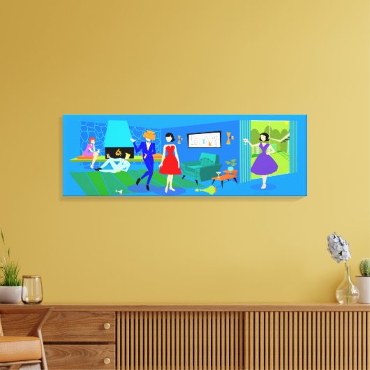 Atompalm Springs Cocktail Party überzogen Canvas Leinwanddruck (Insitu (Wohnzimmer))