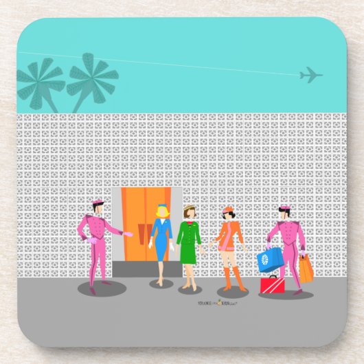 Atompalmsprings Stewardess-Kunststoff-Untersetzer Getränkeuntersetzer (Vorderseite)