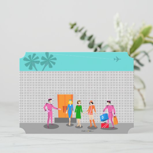 Atompalmsprings Stewardess-Party Einladung (Stehend Vorderseite)