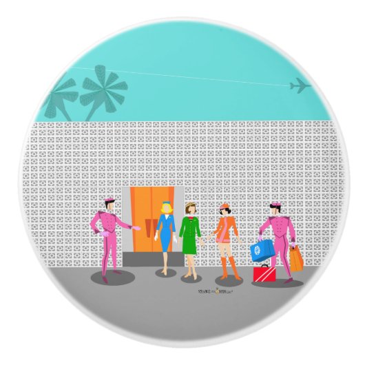 Atompalmsprings Stewardess Party Keramik Pull Keramikknauf (Vorderseite)