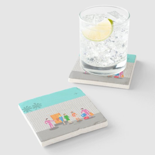 Atompalmsprings Stewardess Party Stone Untersetzer (Seitenansicht)