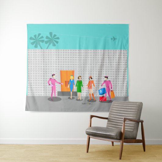 Atompalmsprings Stewardess Party Tapestry Wandteppich (Beispiel (Horizontal))