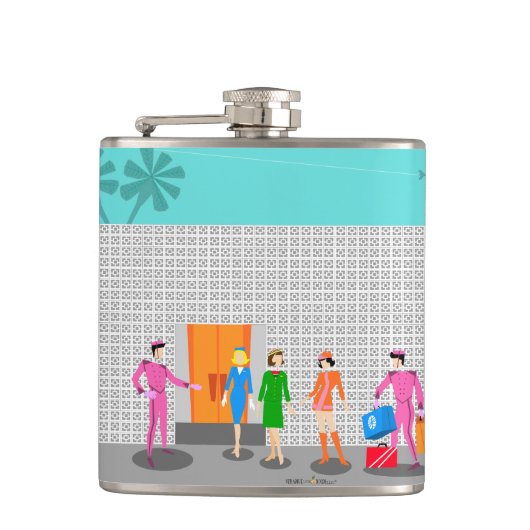 Atompalmsprings Stewardess Vinyl Wrapped Flask Flachmann (Vorderseite)