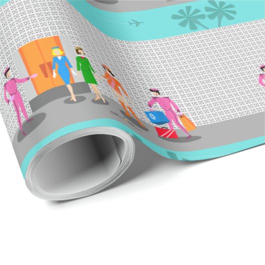 Atompalmsprings Stewardess Wrapping Paper Geschenkpapier (Rolleneckpunkt)