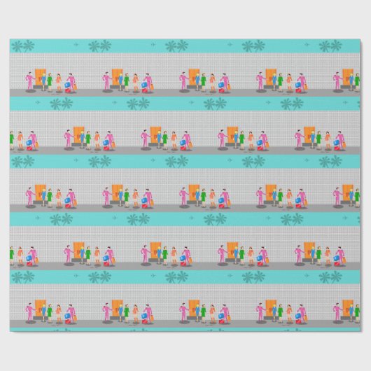 Atompalmsprings Stewardess Wrapping Paper Geschenkpapier (Flach)