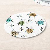 Atompapier-Untersetzer aus der Mitte des Jahrhunde Runder Pappuntersetzer (Angewinkelt)