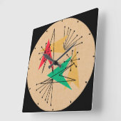 Atompfeile und Sternexplosionen Mitte des Jahrhund Quadratische Wanduhr (Winkel)