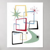 Atomplätze Sterne und Boomerang Mitte Jahrhundert Poster (Vorne)