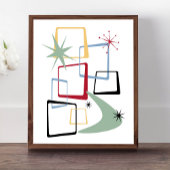 Atomplätze Sterne und Boomerang Mitte Jahrhundert Poster