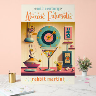 Atomretrofuturistisches Kaninchen Martini Mitte de Acrylschild