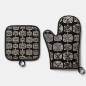 Atomrings Abstraktes Muster Ofenhandschuh & Topflappen-Set (Vorderseite)