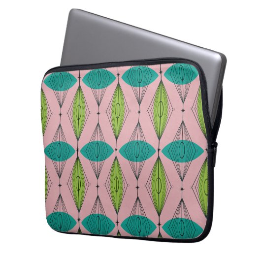 Atomrosa Ogee & Sternexplosion Laptop-Sieb Laptopschutzhülle (Vorderseite Links)