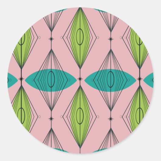 Atomrosa Ogee & Sternexplosion Rundkleber Runder Aufkleber (Vorderseite)