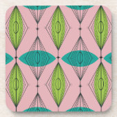 Atomrosa Ogee und Sternexplosion harter Kunststoff Untersetzer (Vorderseite)