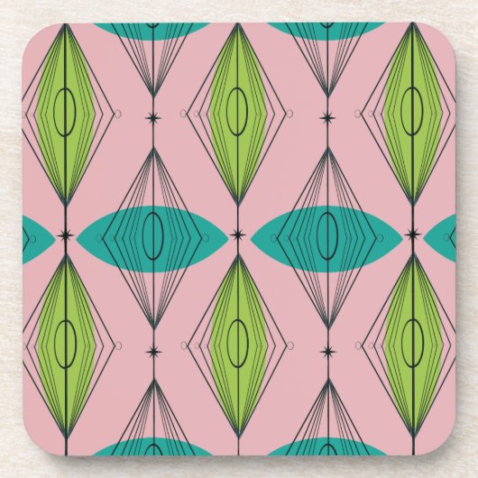 Atomrosa Ogee und Sternexplosion harter Kunststoff Untersetzer (Vorderseite)