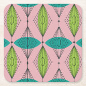 Atomrosa Ogee und Sternexplosion hartes Papier Unt Rechteckiger Pappuntersetzer (Vorderseite)