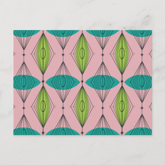 Atomrosa Ogee und Sternexplosionen Postkarte (Vorderseite)