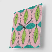 Atomrosa Ogee und Sternexplosionen, Wall Clock Quadratische Wanduhr (Winkel)