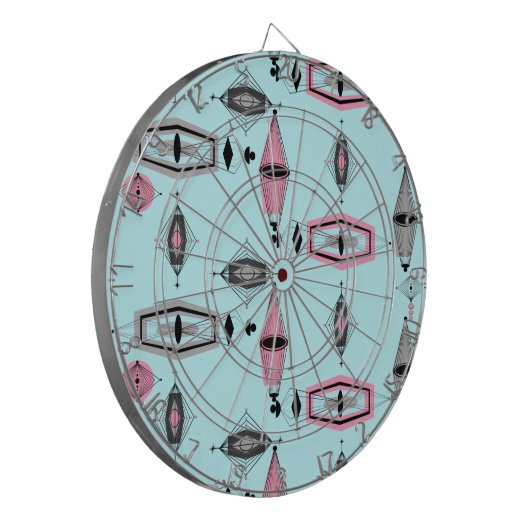 Atomrosa und Grau Muster Dart Board Dartscheibe (Vorderseite Links)