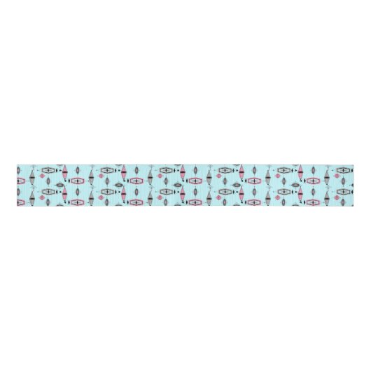 Atomrosa und grau Muster Grosgrain Ribbon Ripsband (Vorderseite)