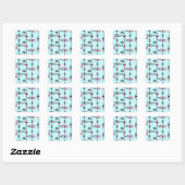 Atomrosa und Grau-Muster-Sticker Quadratischer Aufkleber (Blatt)