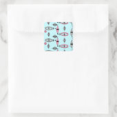 Atomrosa und Grau-Muster-Sticker Quadratischer Aufkleber (Tasche)