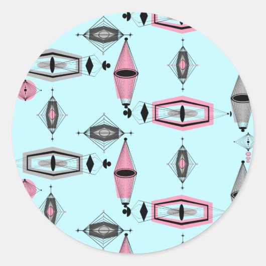 Atomrosa und Grau-Muster-Sticker Runder Aufkleber (Vorderseite)