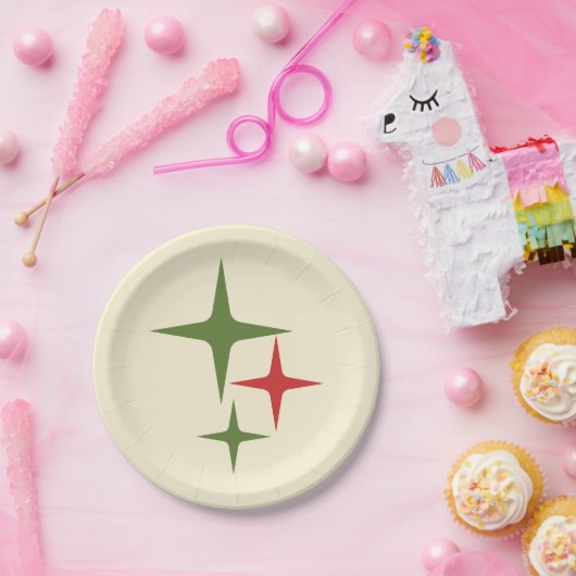 Atoms Stars Mitteljahrhundert Retro Weihnachten Ro Pappteller (Party)