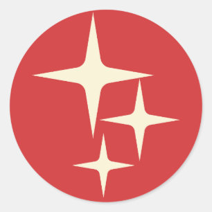 Atoms Stars Mitteljahrhundert Retro Weihnachtsrot Runder Aufkleber