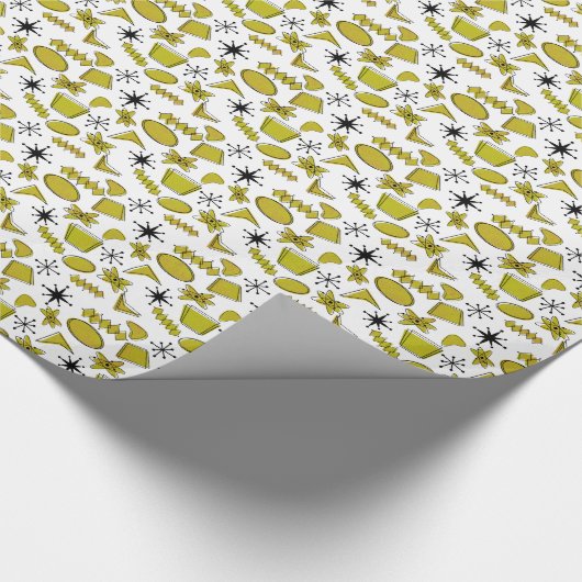 Atomschwarz-gelb MCM kleine Skala Geschenkpapier (Ecke)