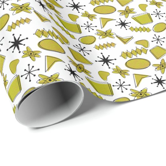 Atomschwarz-gelb MCM kleine Skala Geschenkpapier (Rolleneckpunkt)